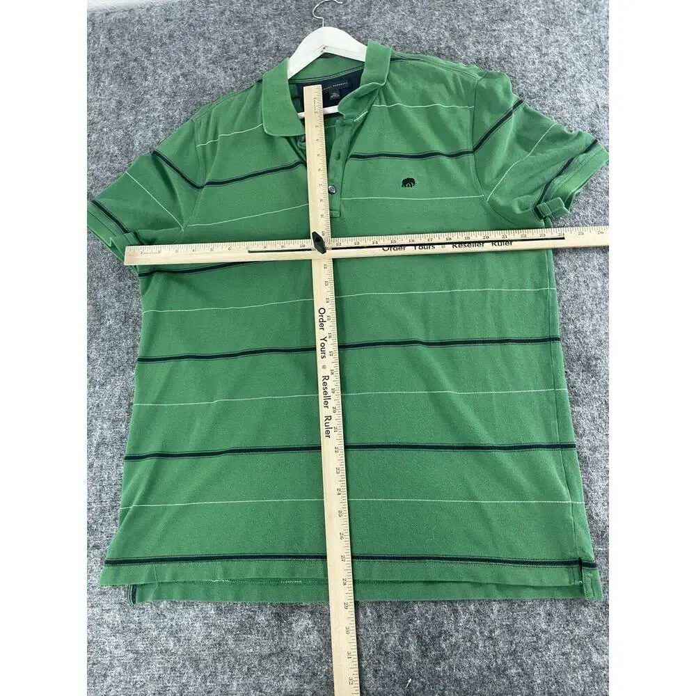 Banana Republic Polo Shirt Mens Extra Large Striped Green Logo Short Sleeve N248